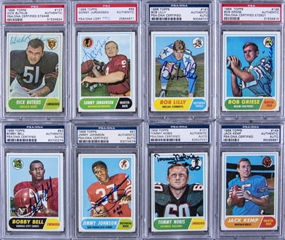 1968 Topps Football Signed Cards Graded Collection (42 Different) Including Hall of Famers 